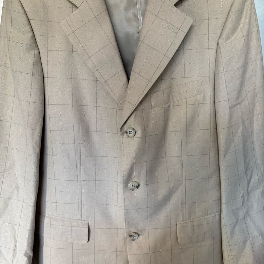 Men’s Profilo Tan Striped Linen/Cotton Blazer Size 48R